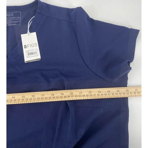 Figs Shirt Womens 4XL Navy Casma Scrub Top Three Pocket Short Sleeve Medical - Picture 5 of 8